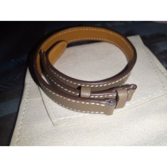 Double Tour Leather Watch Strap Smooth Calfskin for Apple Watch No Buckle - Picture 4 of 10